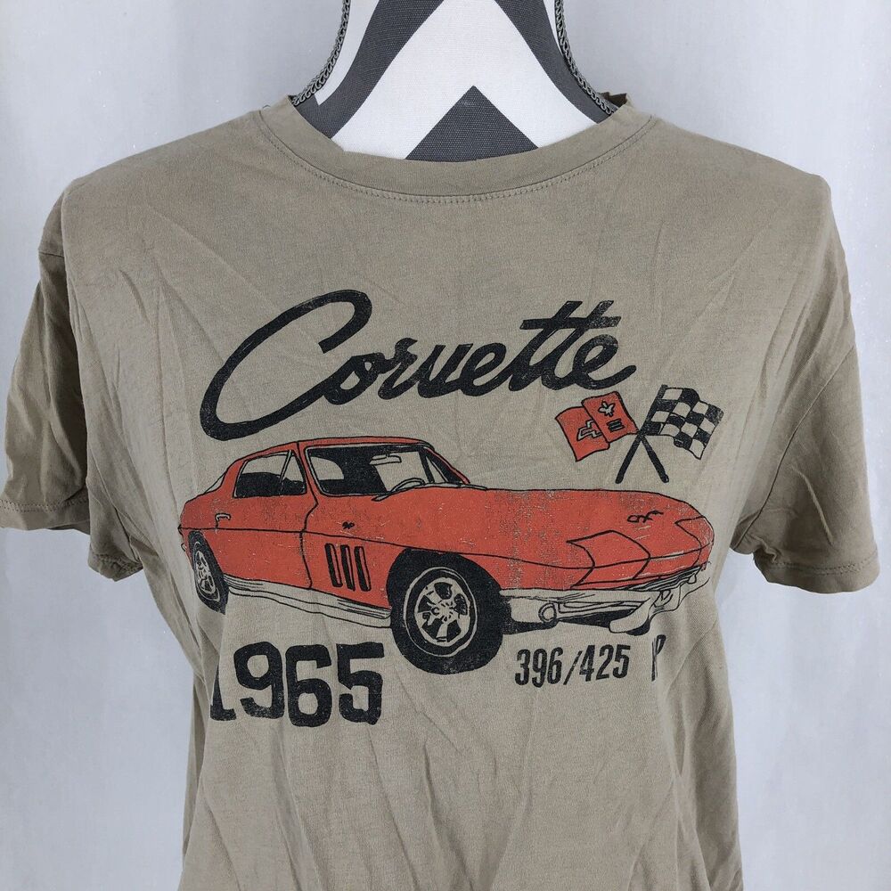 GM Official Corvette 1965 396/425 HP Tan Red Car Chevrolet Chevy T Shirt Large